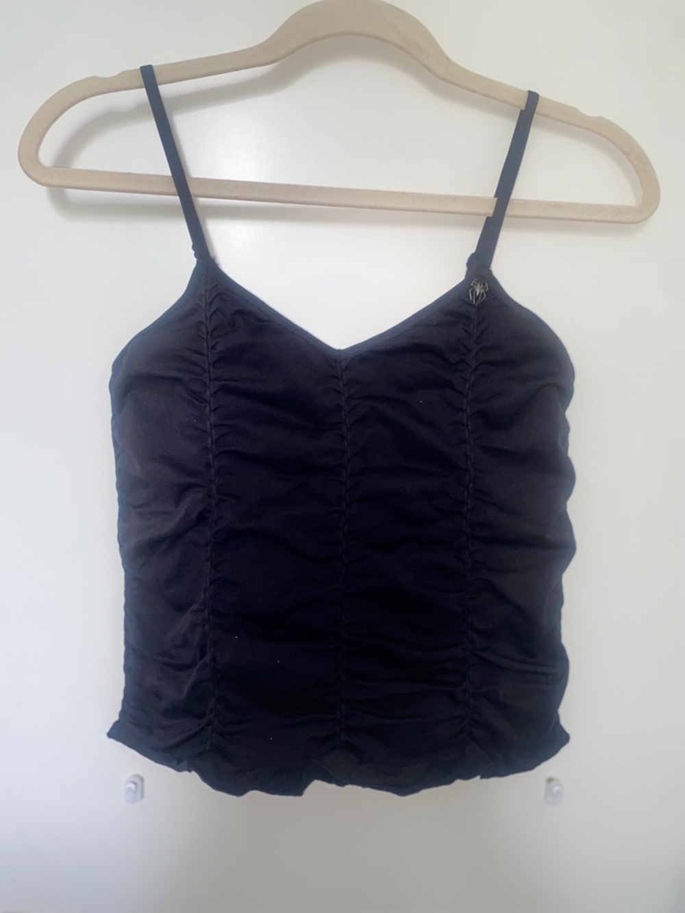 Killstar Black Ruched Spaghetti Strap Cami with Metal Spider M/L - Picture 3 of 4